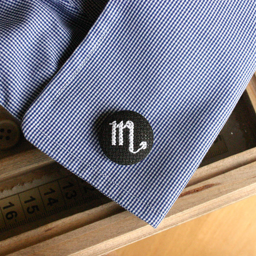 Cross Stitch Zodiac Cufflinks By Handstitched With Love